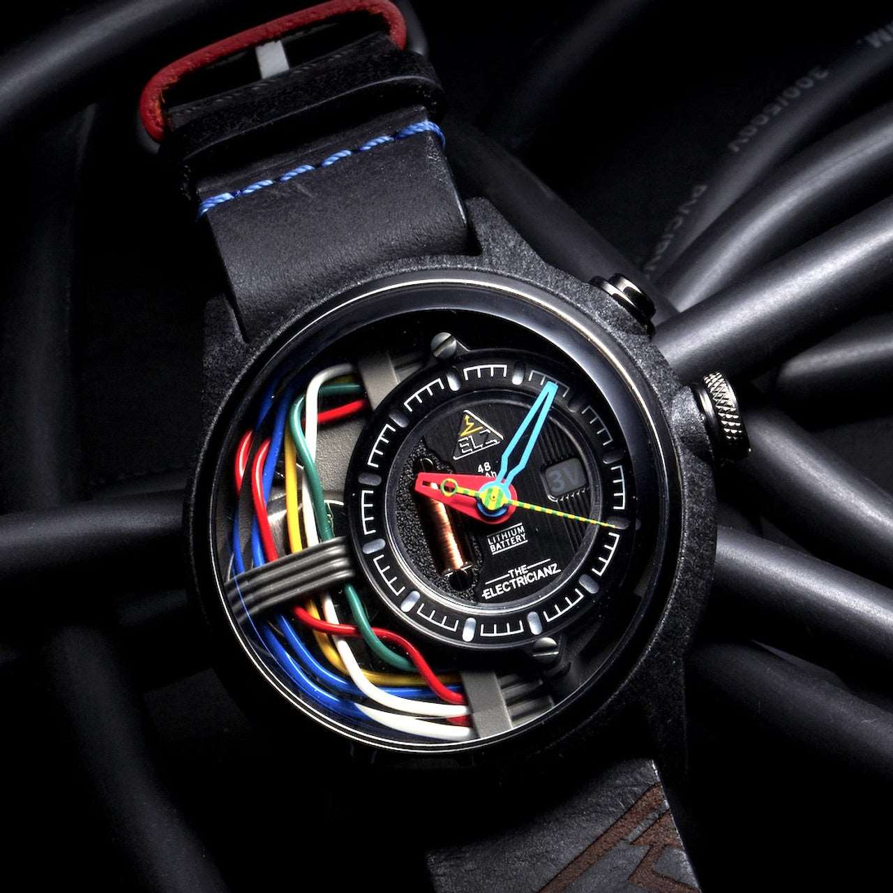 The Electricianz Carbon Z 42mm Black Rubber | Watches.com